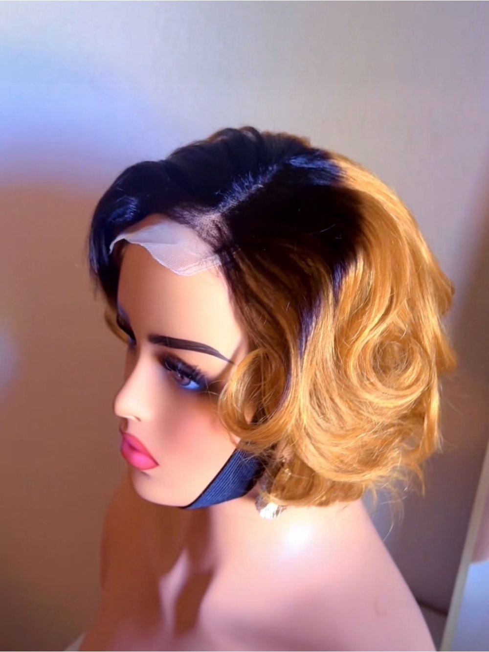 Lace Front Short Bob Wig in Blonde with Dark Roots